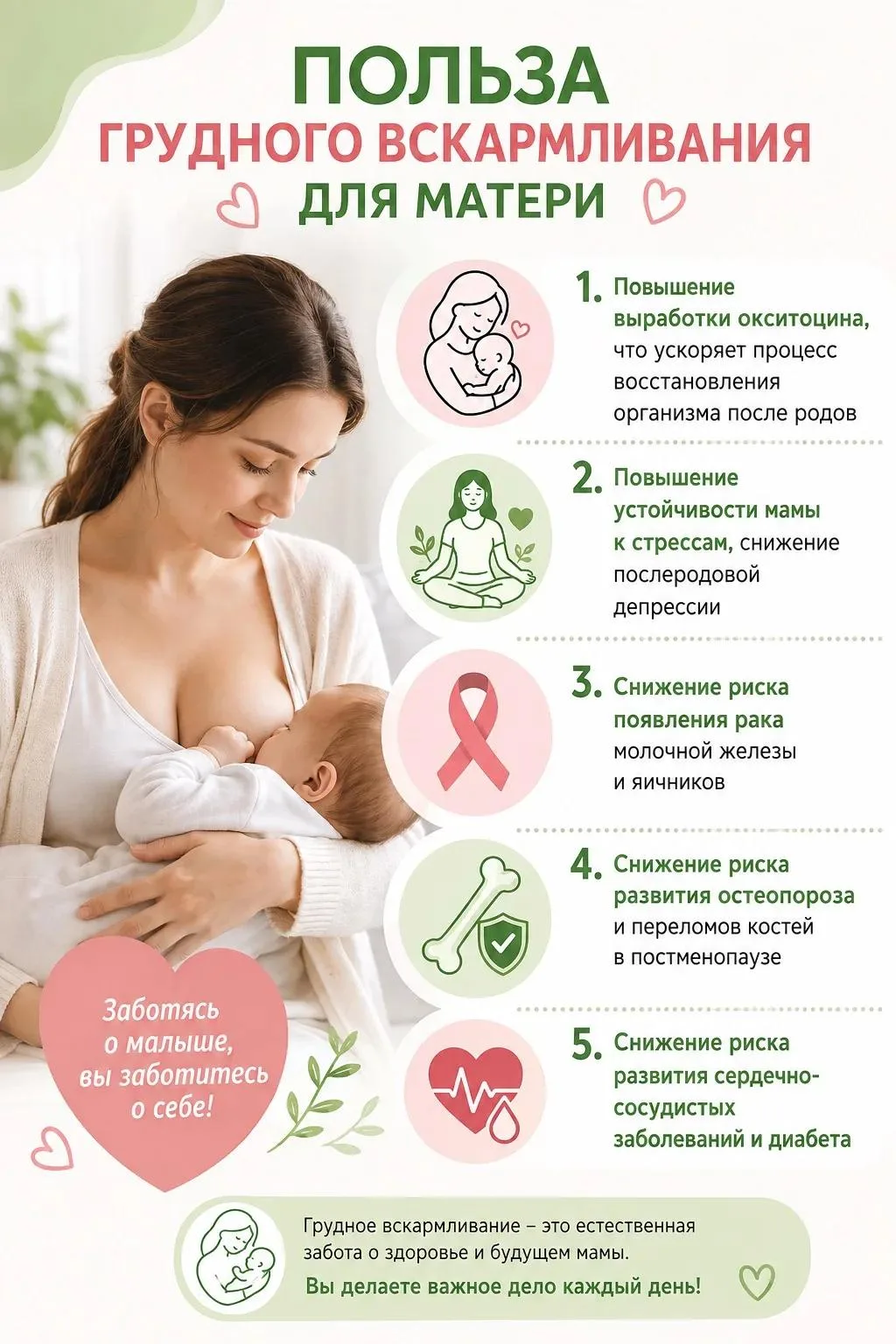 🤱 Грудное вскармливание — забота не только о малыше, но и о маме