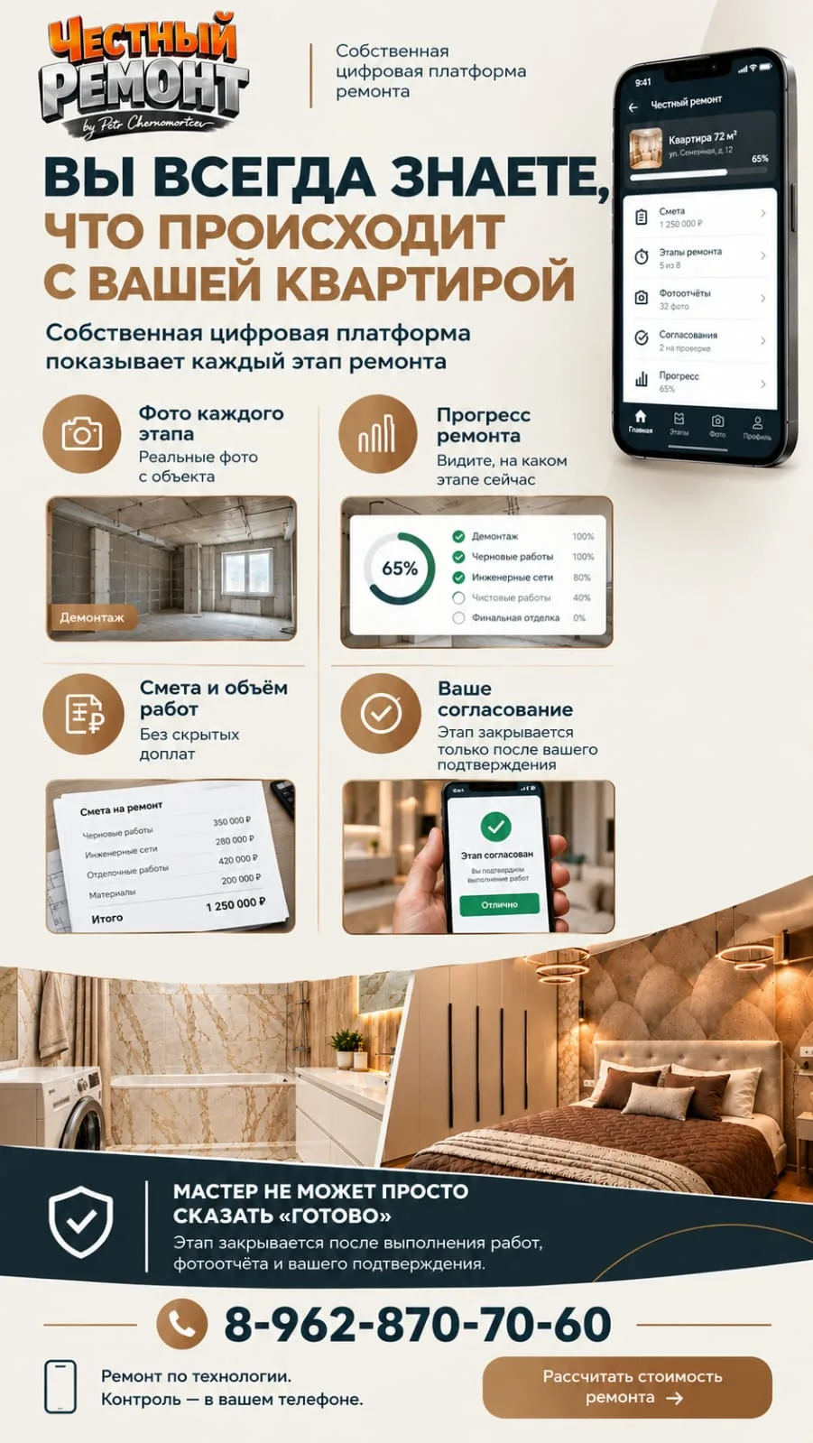 РЕМОНТ МОЖНО КОНТРОЛИРОВАТЬ, ДАЖЕ ЕСЛИ ВЫ НЕ РАЗБИРАЕТЕСЬ В РЕМОНТЕ.
