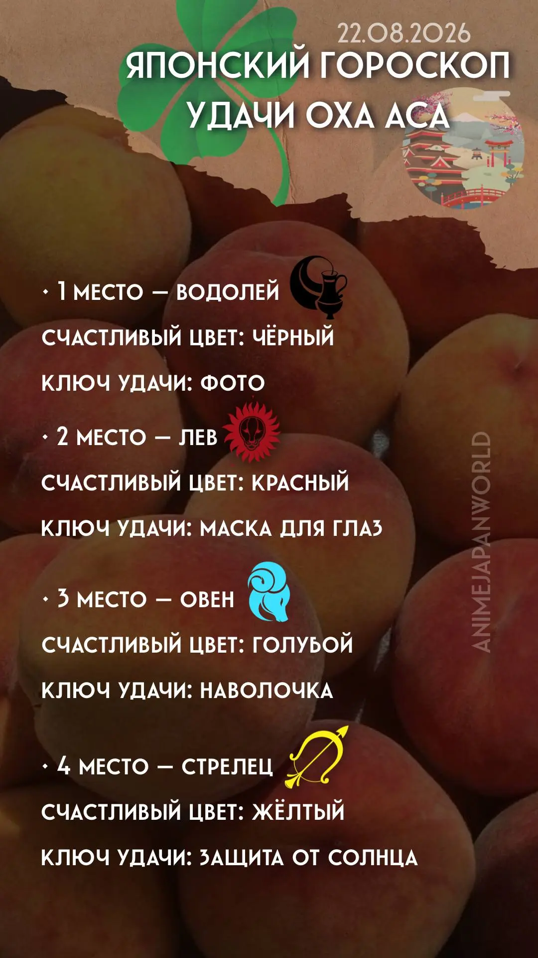 • Японский гороскоп удачи  на сегодня (22.08.2026) ⛩️ Всем хорошего дня!