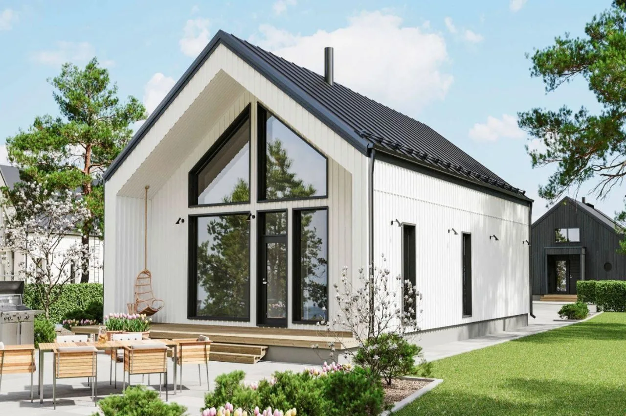 Планировка загородного дома «БАРН 84-2С» от компании Rubus Home.