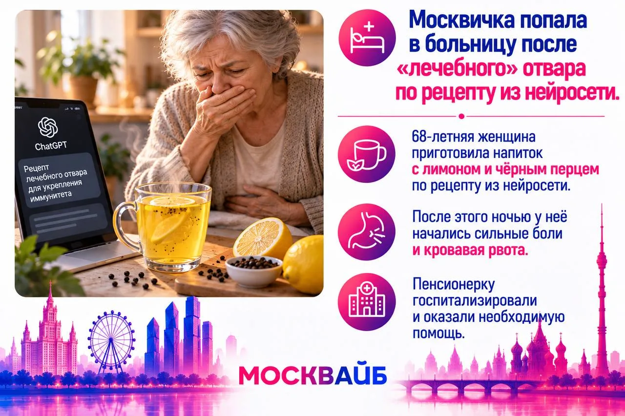 Москвичка попала в больницу после «лечебного» отвара по рецепту из нейросети.