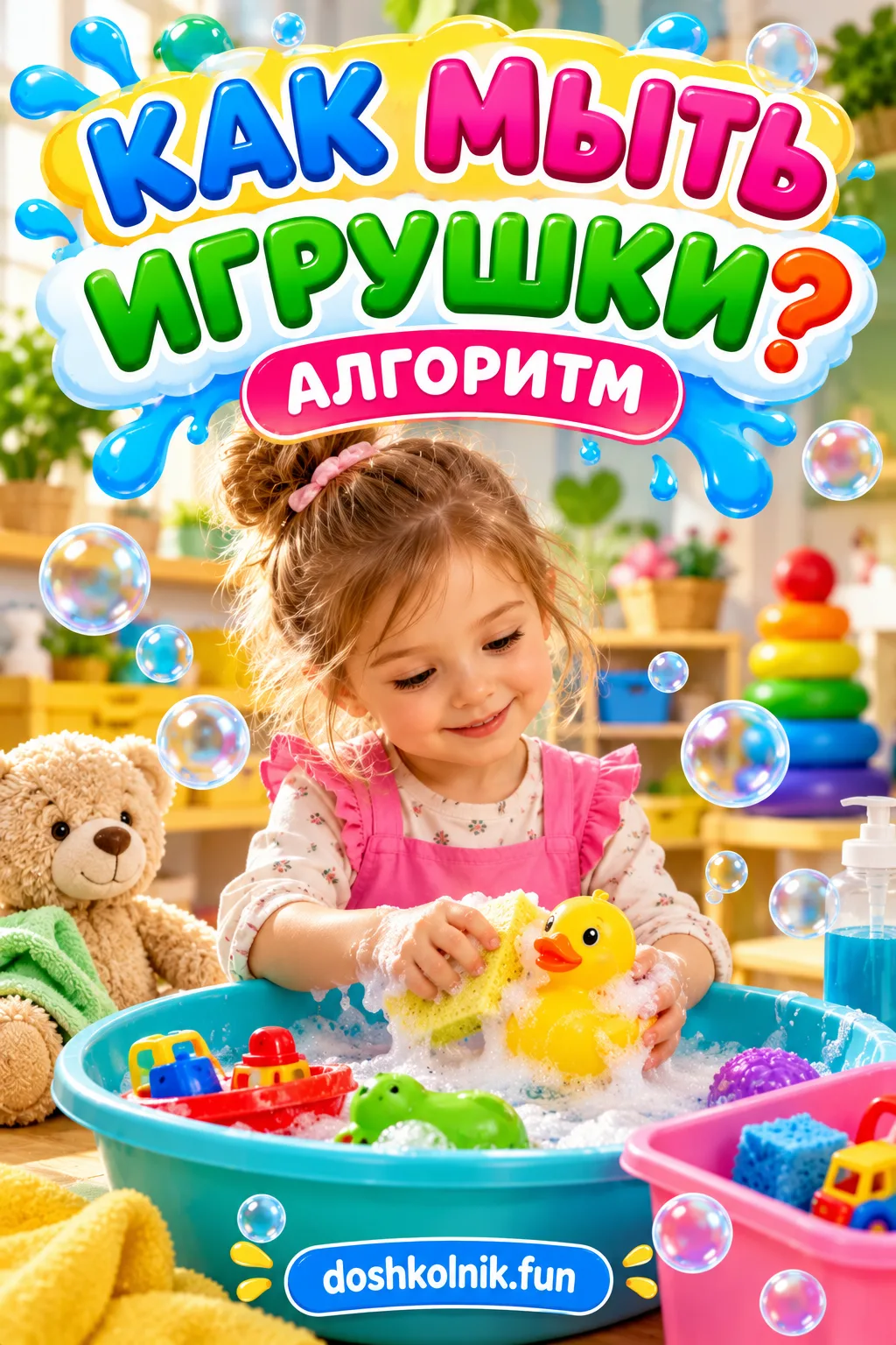 🧸 Алгоритм мытья игрушек для дошкольников