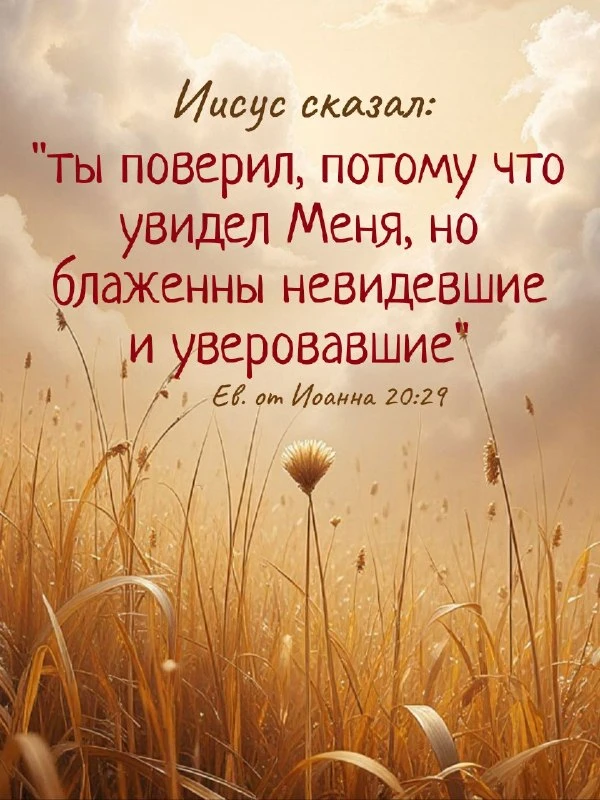 «Ты поверил, потому что увидел Меня; блаженны невидевшие и уверовавшие» — Ин. 20:29.