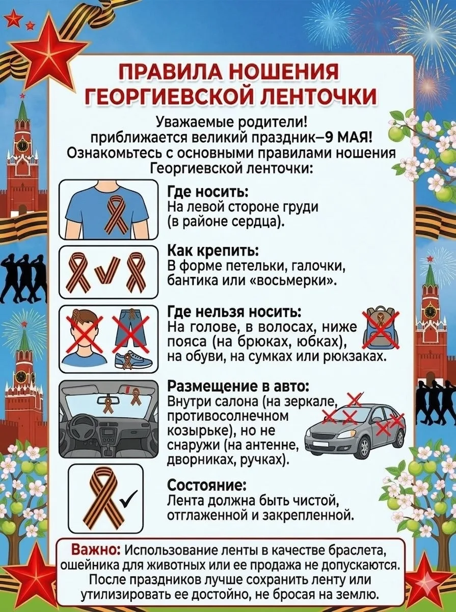 Уважаемые подписчики, в преддверии Великого Дня Победы хотим напомнить правила ношения ...