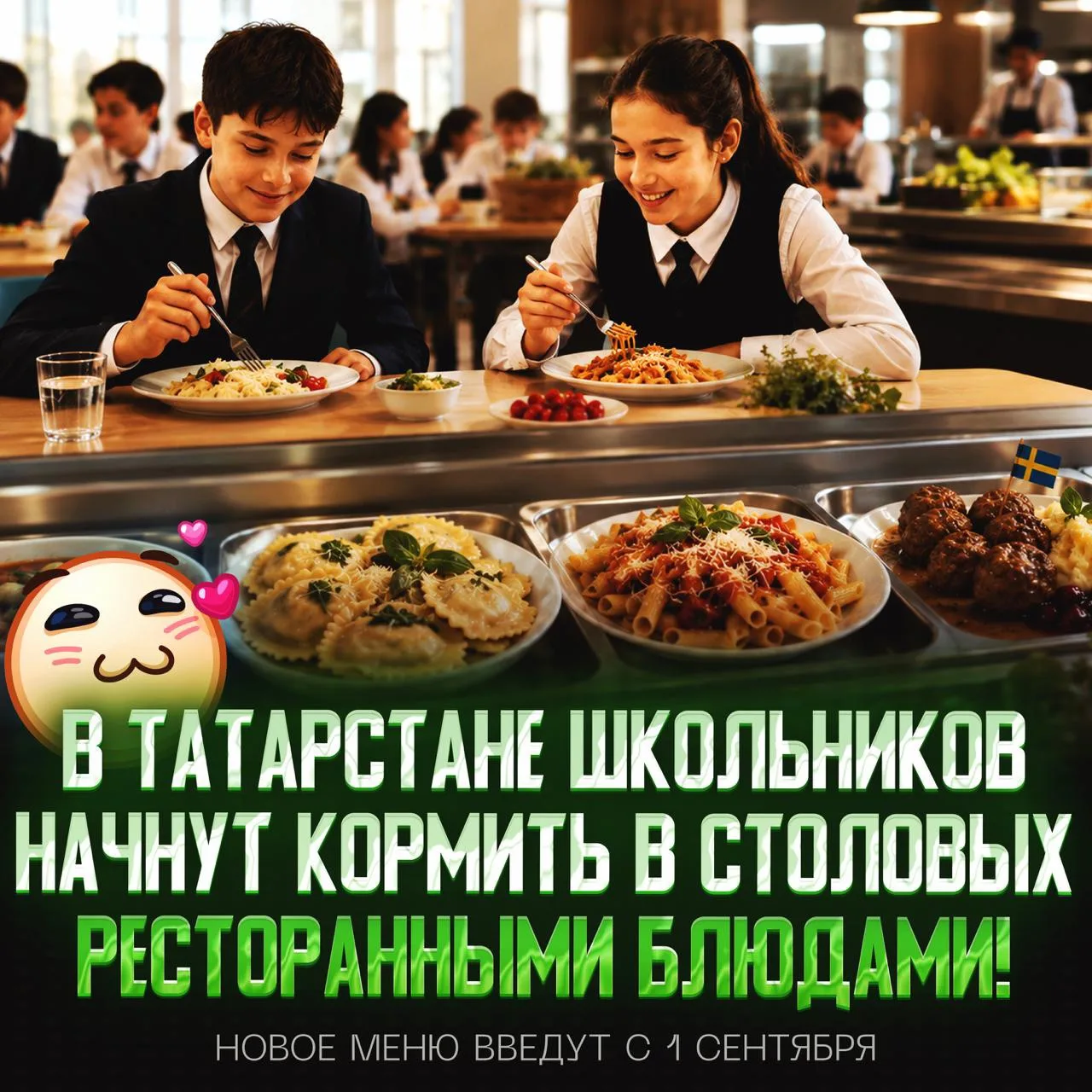 🍜 Школьников в Татарстане начнут кормить как в ресторанах!