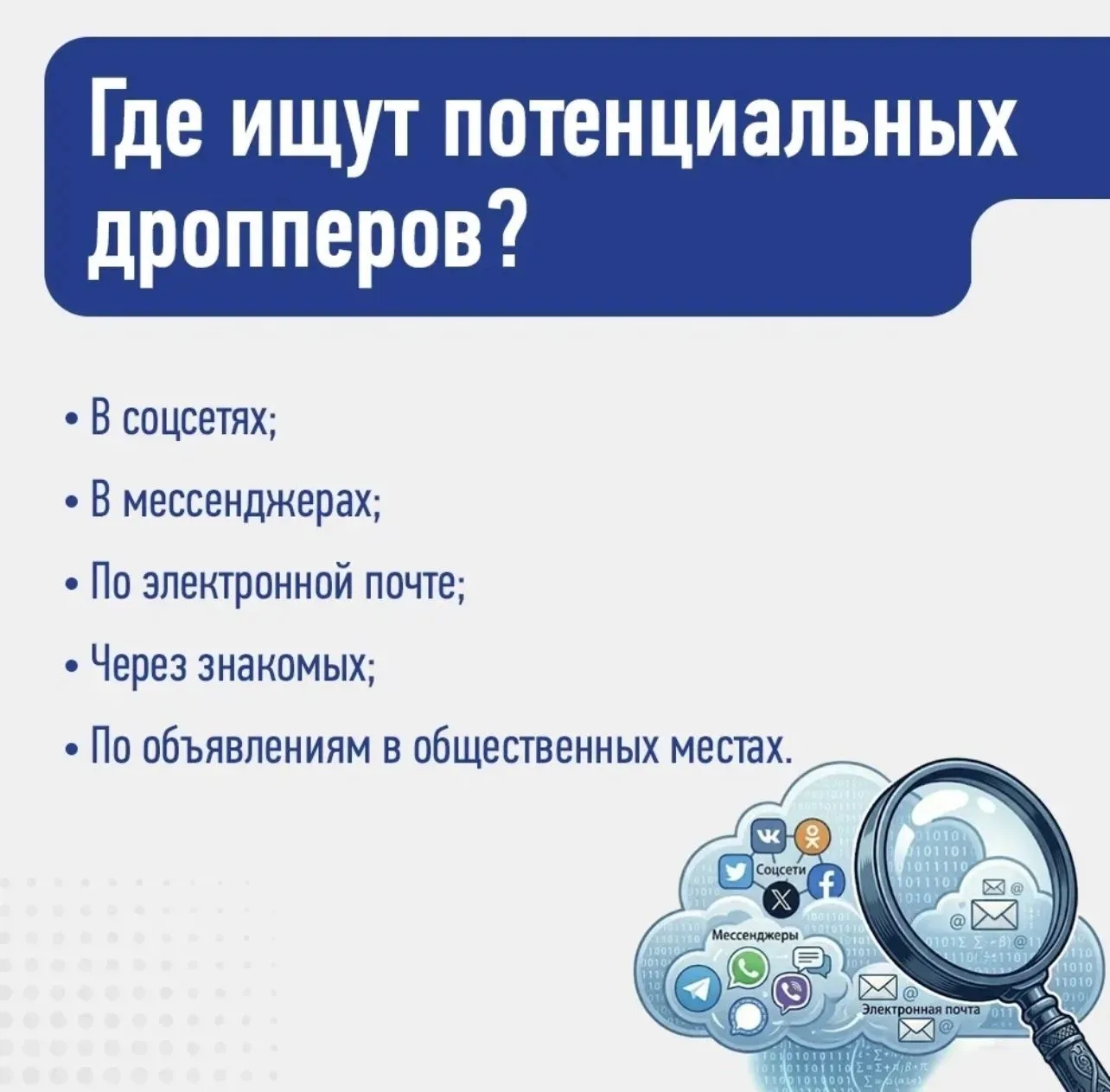 ГУ МВД России по Новосибирской области предупреждает ❗   ‼️Как не стать дроппером и не попасть в мош