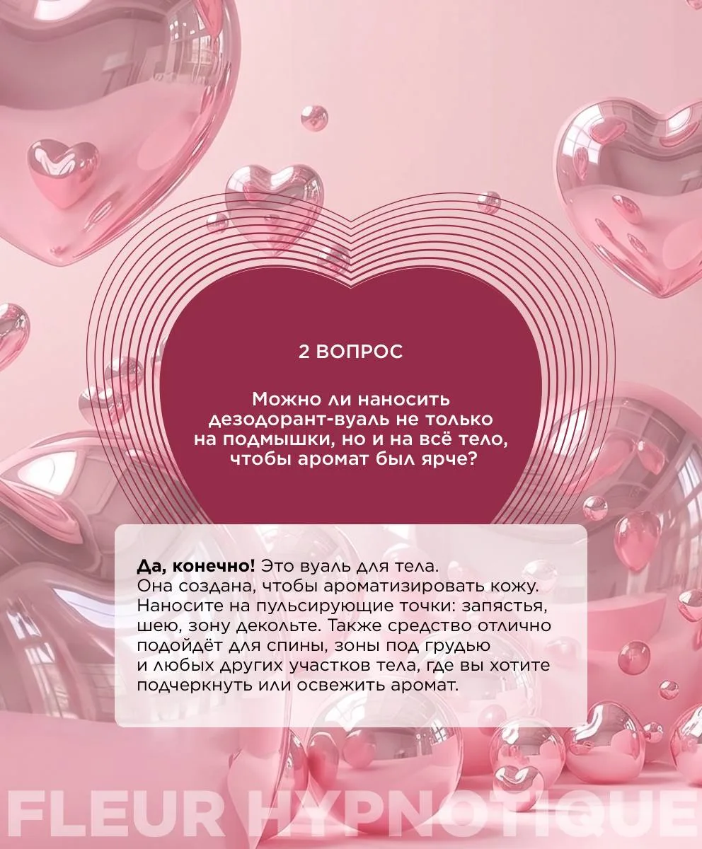 Вопросы и ответы: парфюмированный дезодорант-вуаль для тела Fleur Hypnotique 💖   Парфюмированный дез