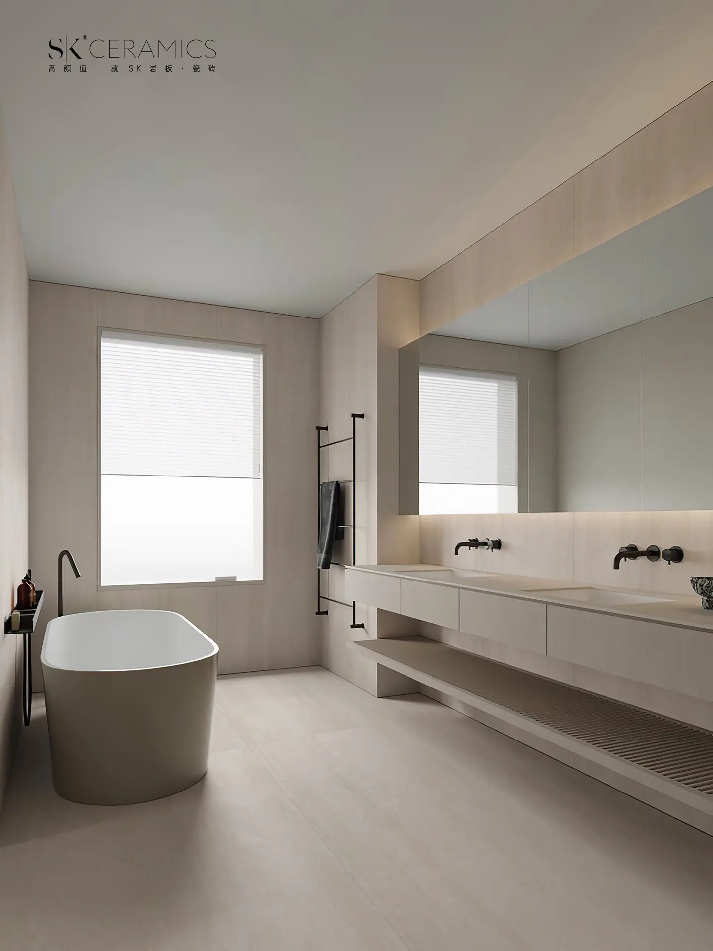 White Travertine — керамогранит, в котором природная текстура травертина раскрывается особенно делик