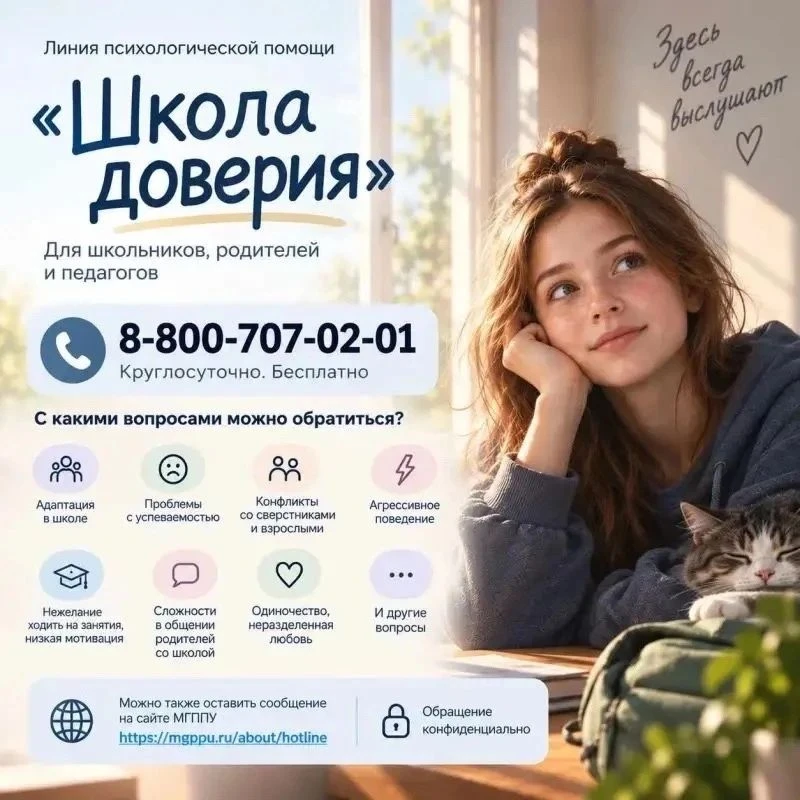 Минпросвещения России запустило линию психологической помощи «Школа доверия».