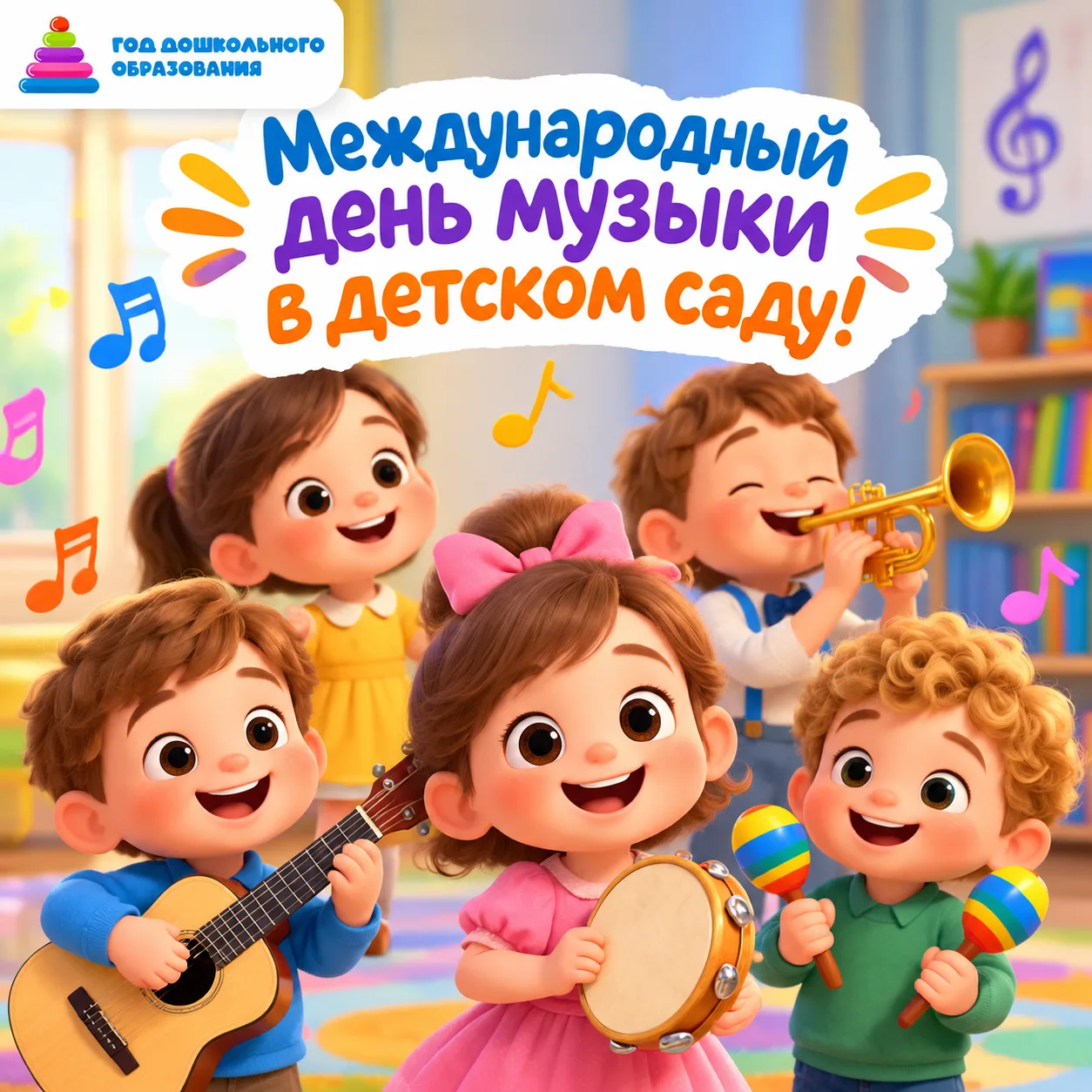 В детском саду отметили Международный день музыки. Дети отправились в путешествие в Муз...
