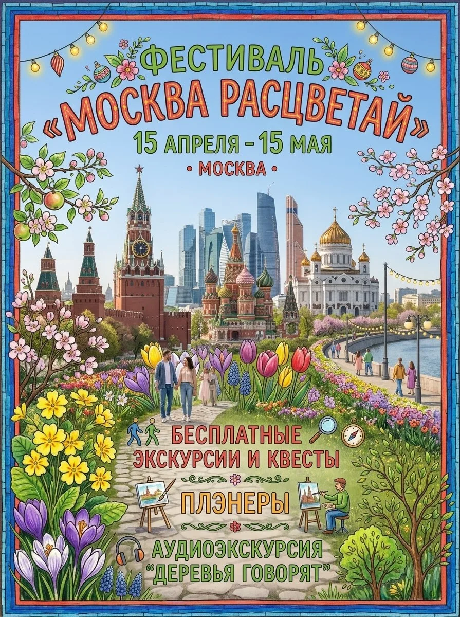 🌸Фестиваль "Москва расцветай"  - пленэры, экскурсии и квесты