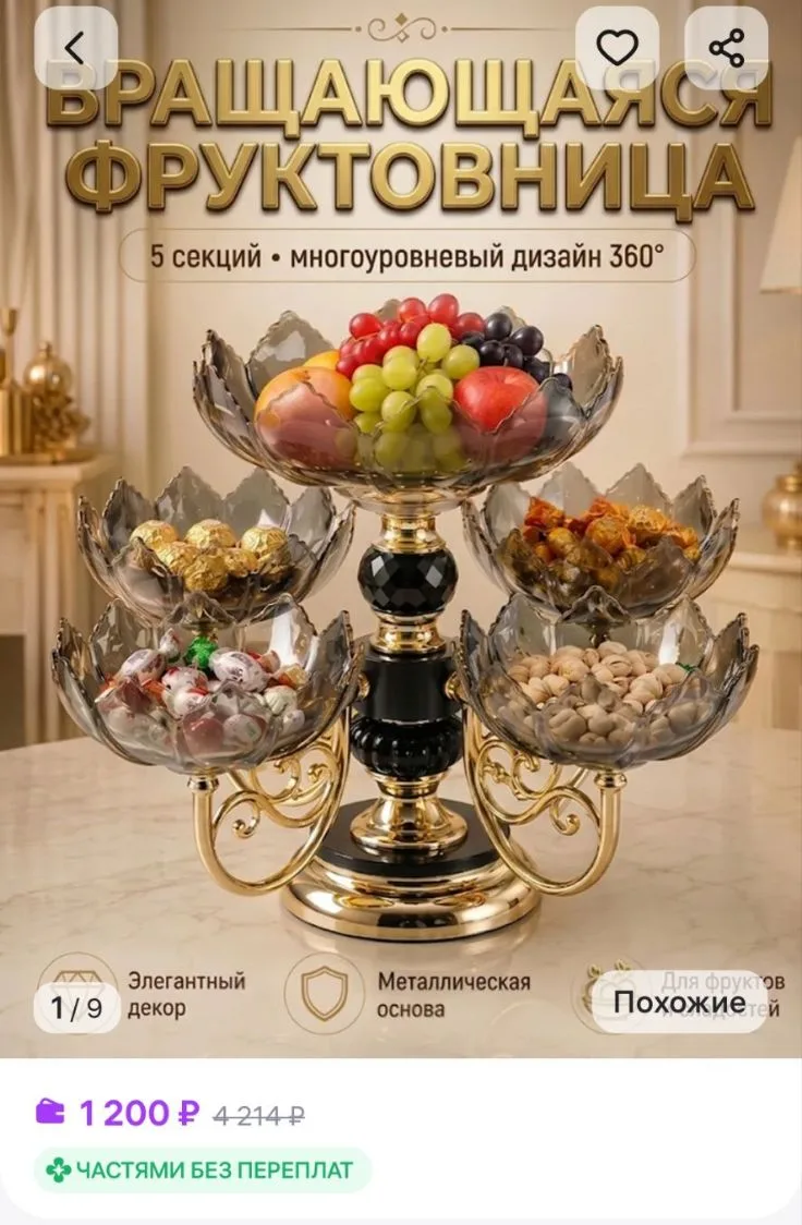 Хрустальная фруктовница многоярусная двойной слой Vinnatsu
https://www.wildberries.ru/catalog/731225