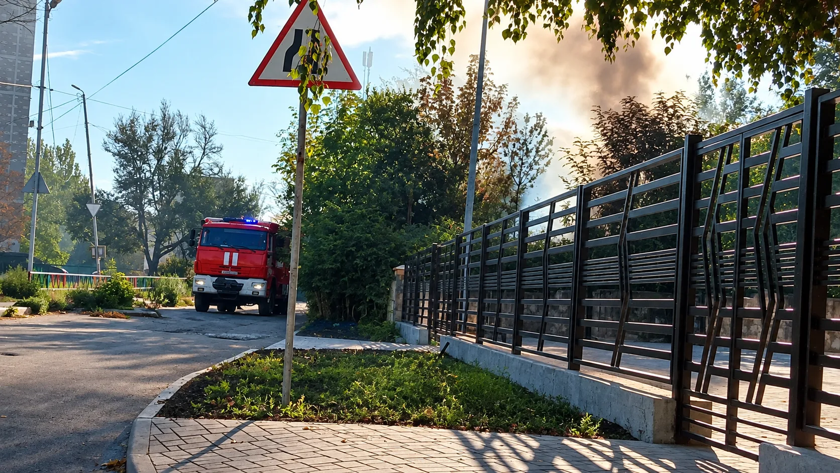 Пожар в районе «Кафе Чердак» на Зелёном