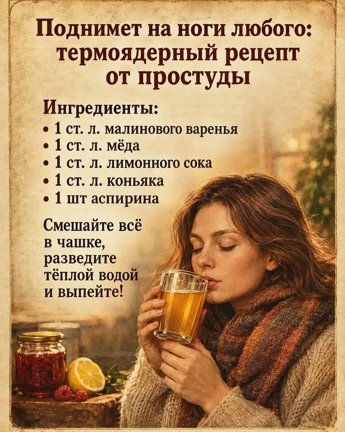 🍵 МАЛИНОВЫЙ НАПИТОК С МЕДОМ И ЛИМОНОМ ПРИ ПРОСТУДЕ 🍋