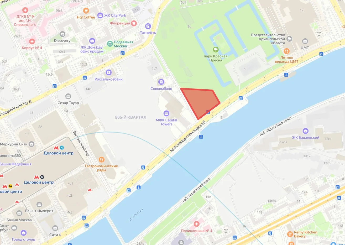 На Краснопресненской набережной, рядом с небоскребами Capital Towers, компания «Центавр...