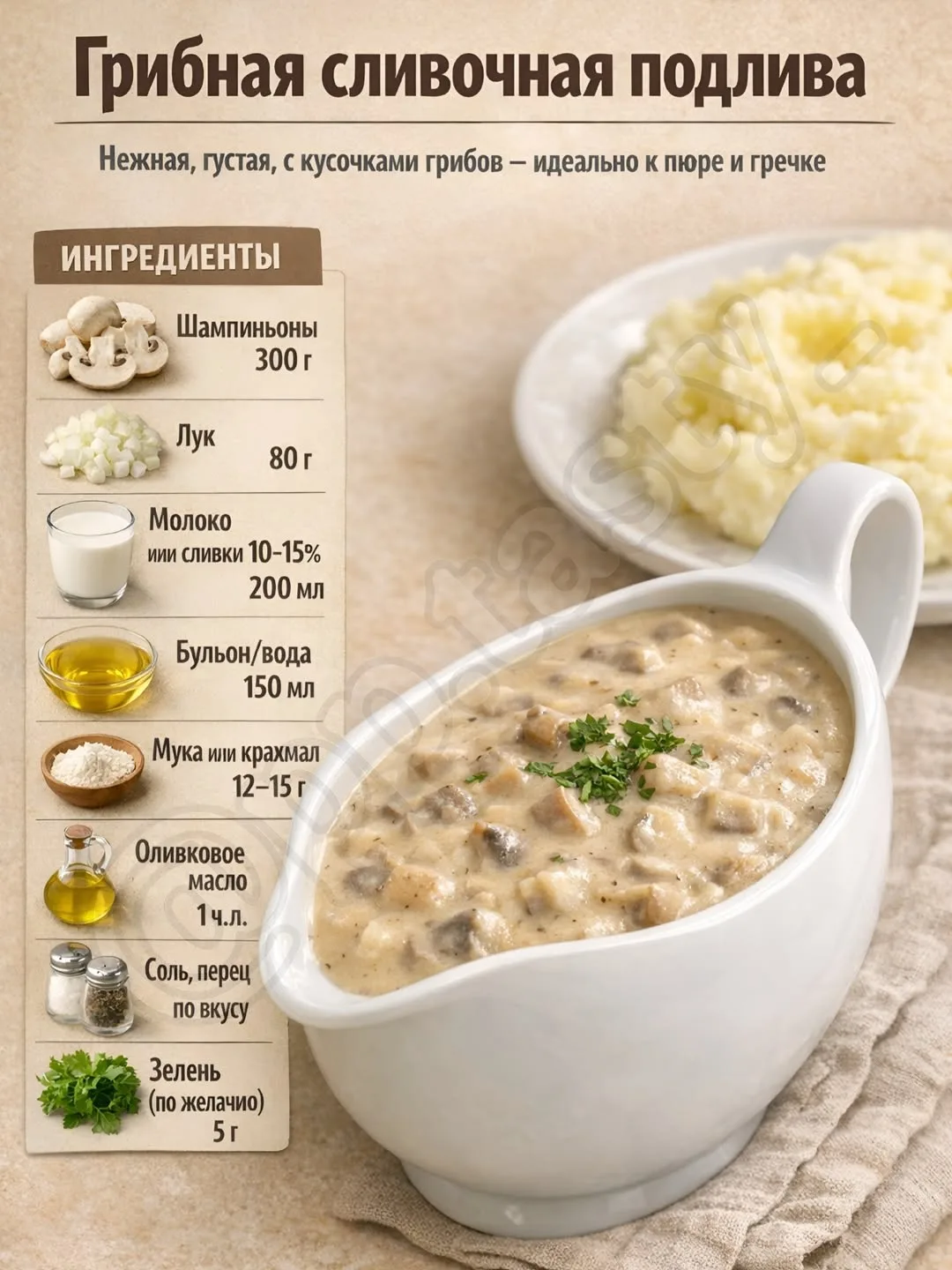 Грибная сливочная подлива.