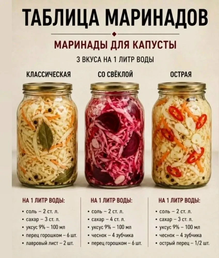 Три маринада для капусты на любой вкус