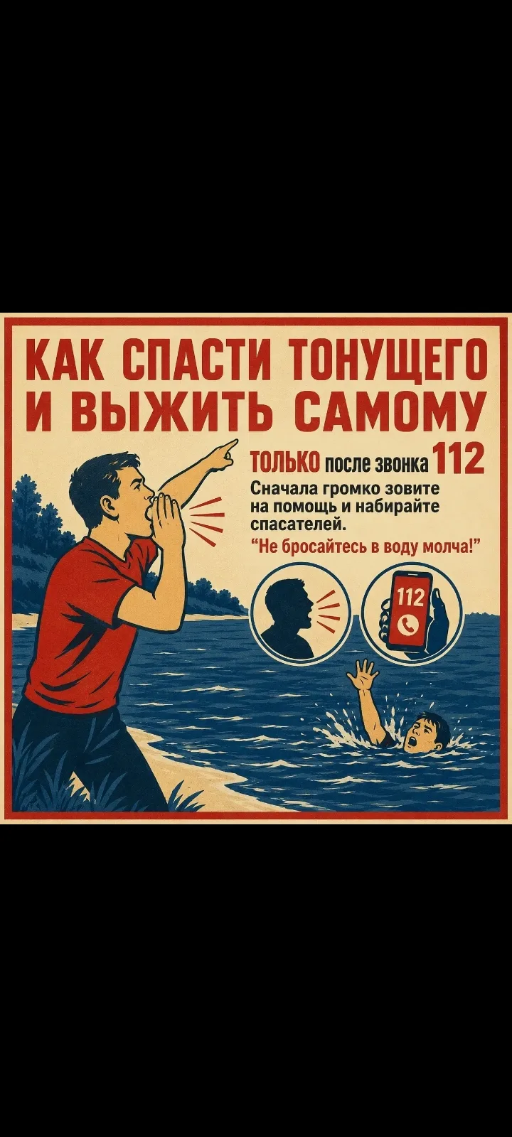 ❗ Безопасность на воде – это не просто правила, это спасенные жизни. Что делать, если человек рядом 