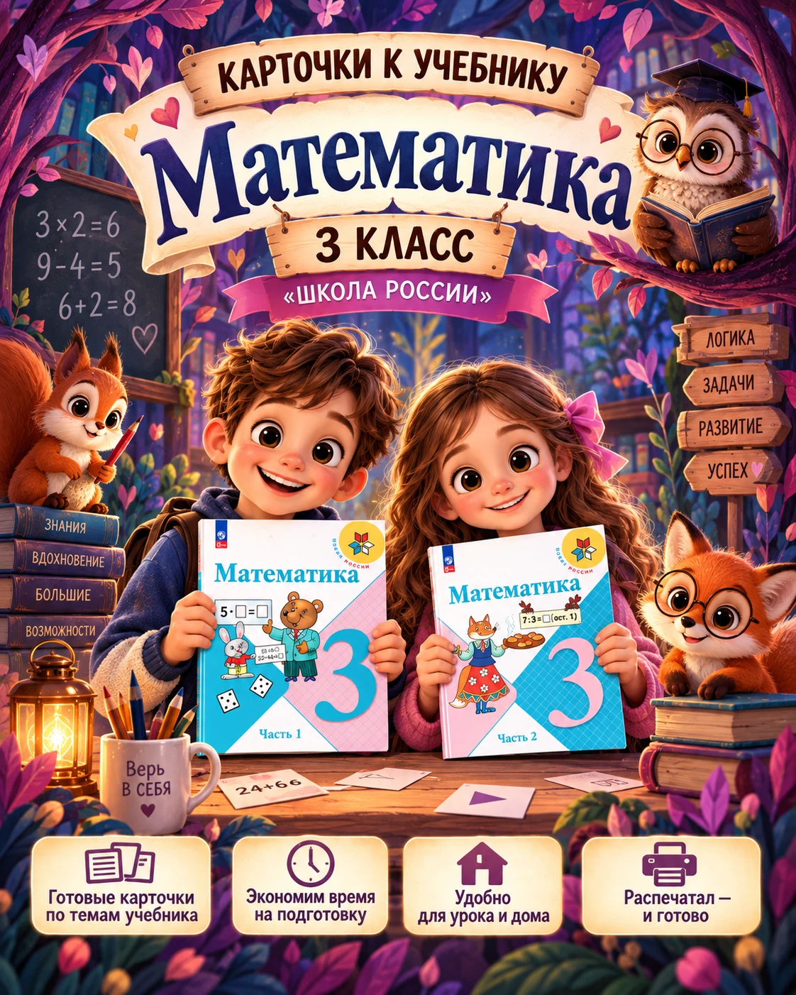 Готовим большой комплект карточек к 1 части учебника «Математика» — 3 класс, «Школа Рос...