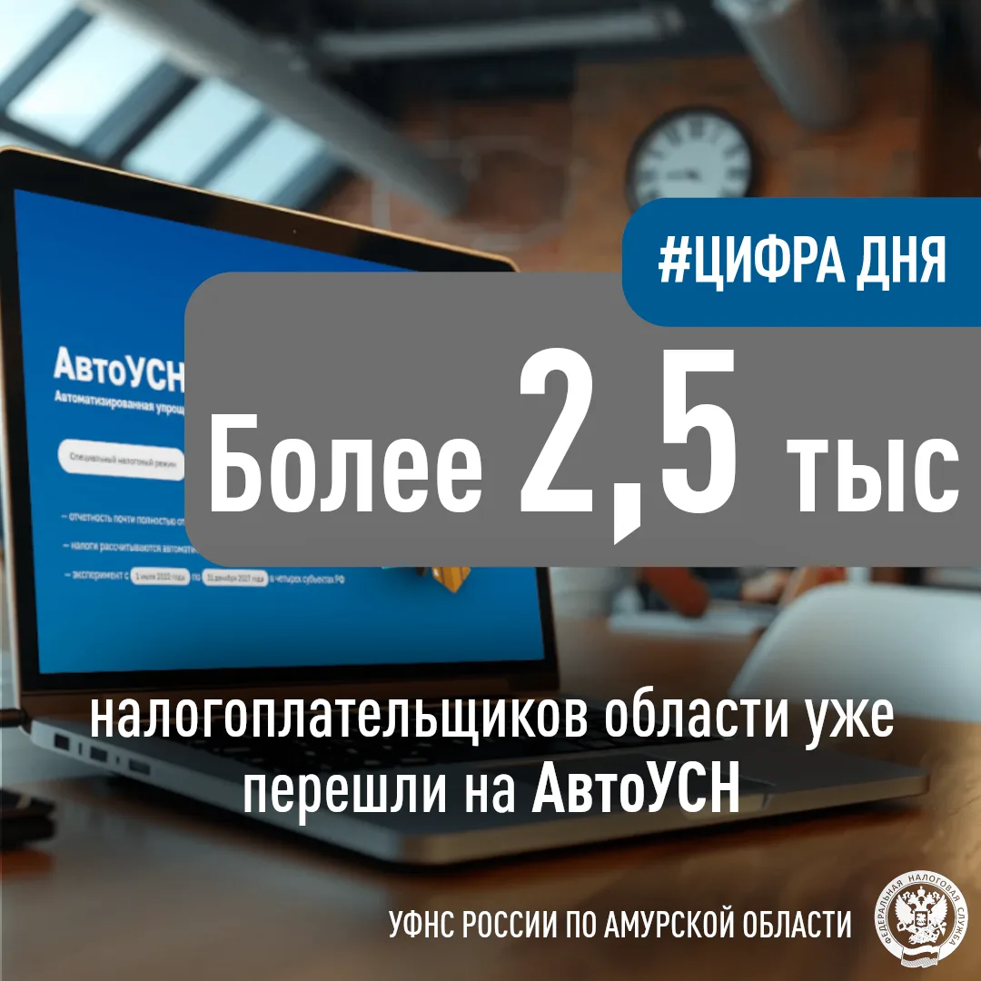 В области свыше 2,5 тысяч налогоплательщиков уже применяют режим АвтоУСН

📎 Амурская область – один