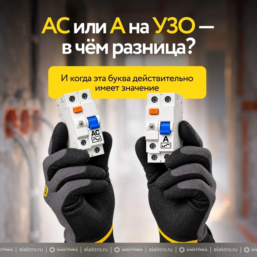 На УЗО встречаются обозначения AC и A. Разница между ними - в том, на какой ток утечки ...