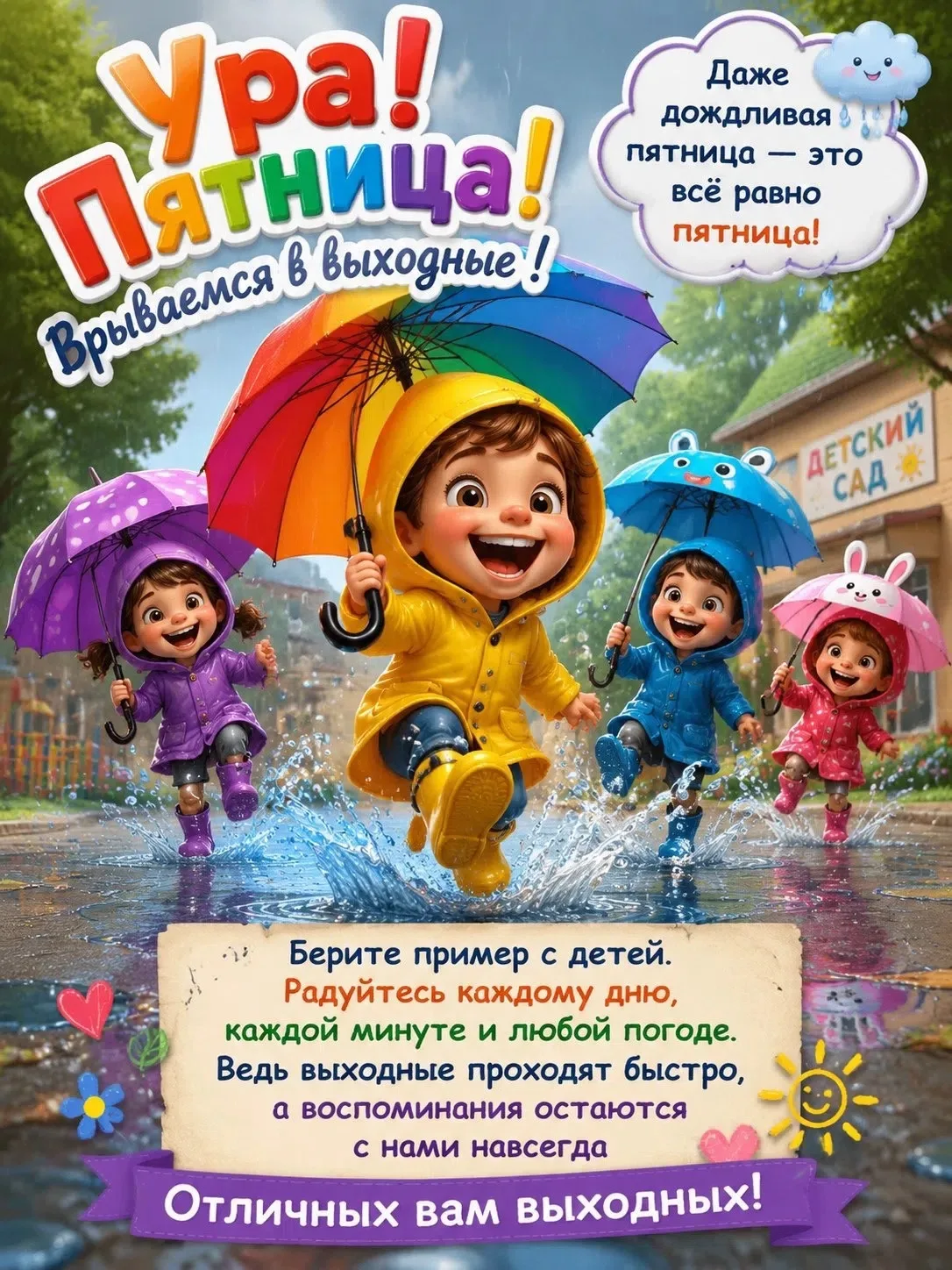 🌧️Дождливая пятница — это не повод грустить, а отличный повод улыбнуться и скорее начать планироват