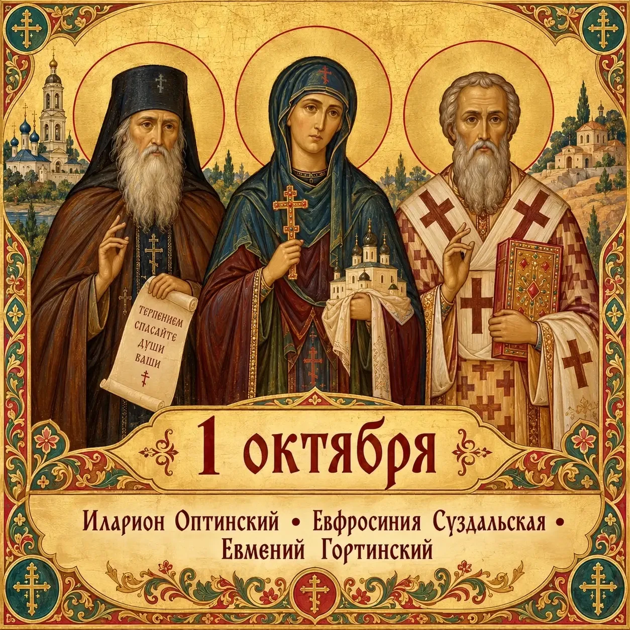 🕊️ 1 октября — преподобный Иларион Оптинский, преподобная Евфросиния Суздальская и свя...