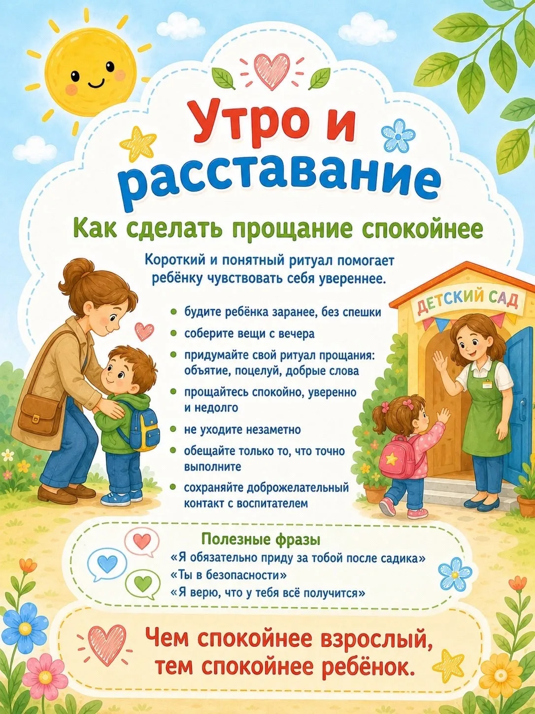 После летних каникул так трудно расстаться с родителями и вернуться к детсадовской жизни.
