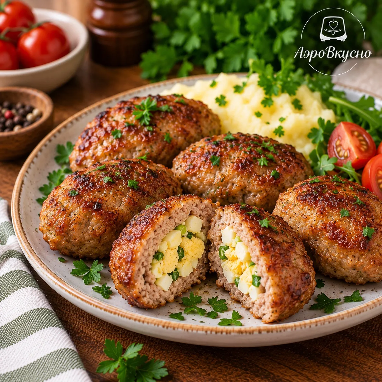 🥩 Мясные зразы с яйцом в аэрогриле