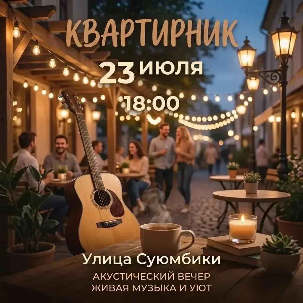 Квартирник — это про тепло, гитару и разговоры по душам.

23 июля в 18:00 ждём вас на улице Суюмбики