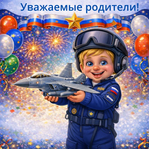 📣 Уважаемые родители!
Напоминаем, что 23 февраля (понедельник) — нерабочий праздничный день.
Детски