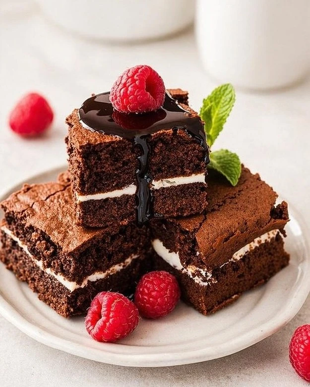 БРАУНИ С ТВОРОЖНОЙ НАЧИНКОЙ 🍫
Влажный, тягучий, с насыщенным шоколадным вкусом! Внутри нежная сливо
