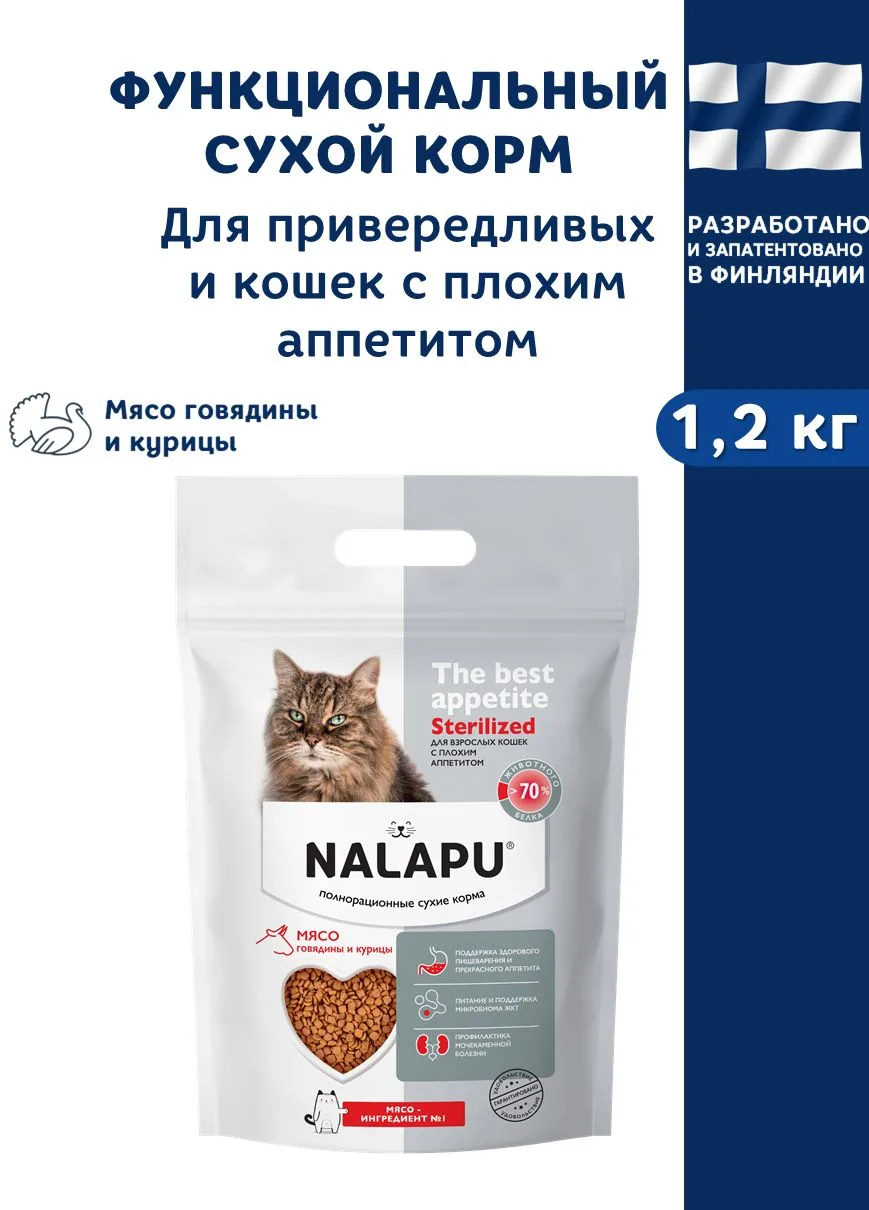 🟠 NALAPU Сухой корм для кошек The Best appetite 1,2кг