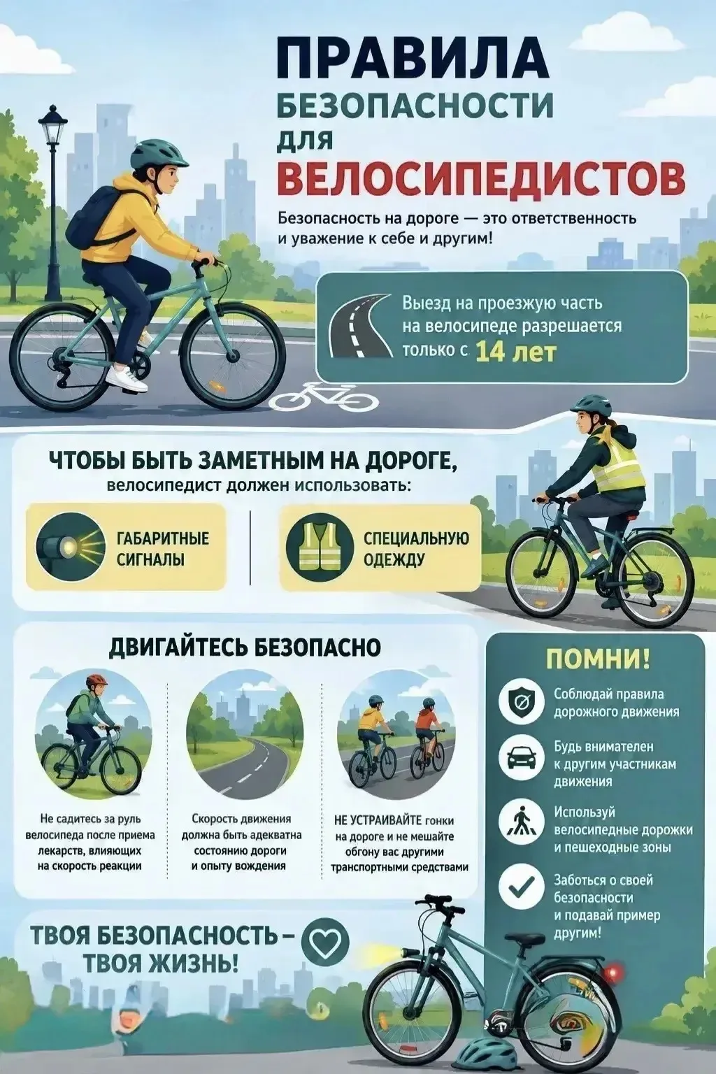 Памятка "Правила безопасности для велосипедистов" 🚴‍♂️