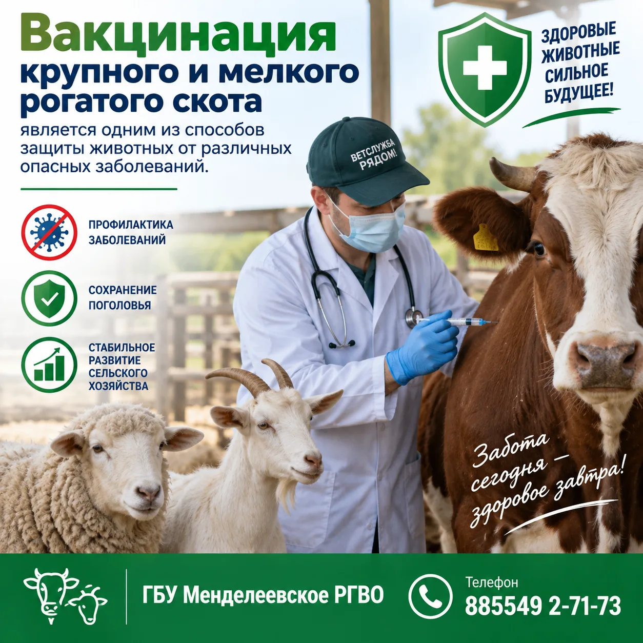 📌Ветеринарная служба информирует о необходимости вакцинации крупного и мелкого рогатог...