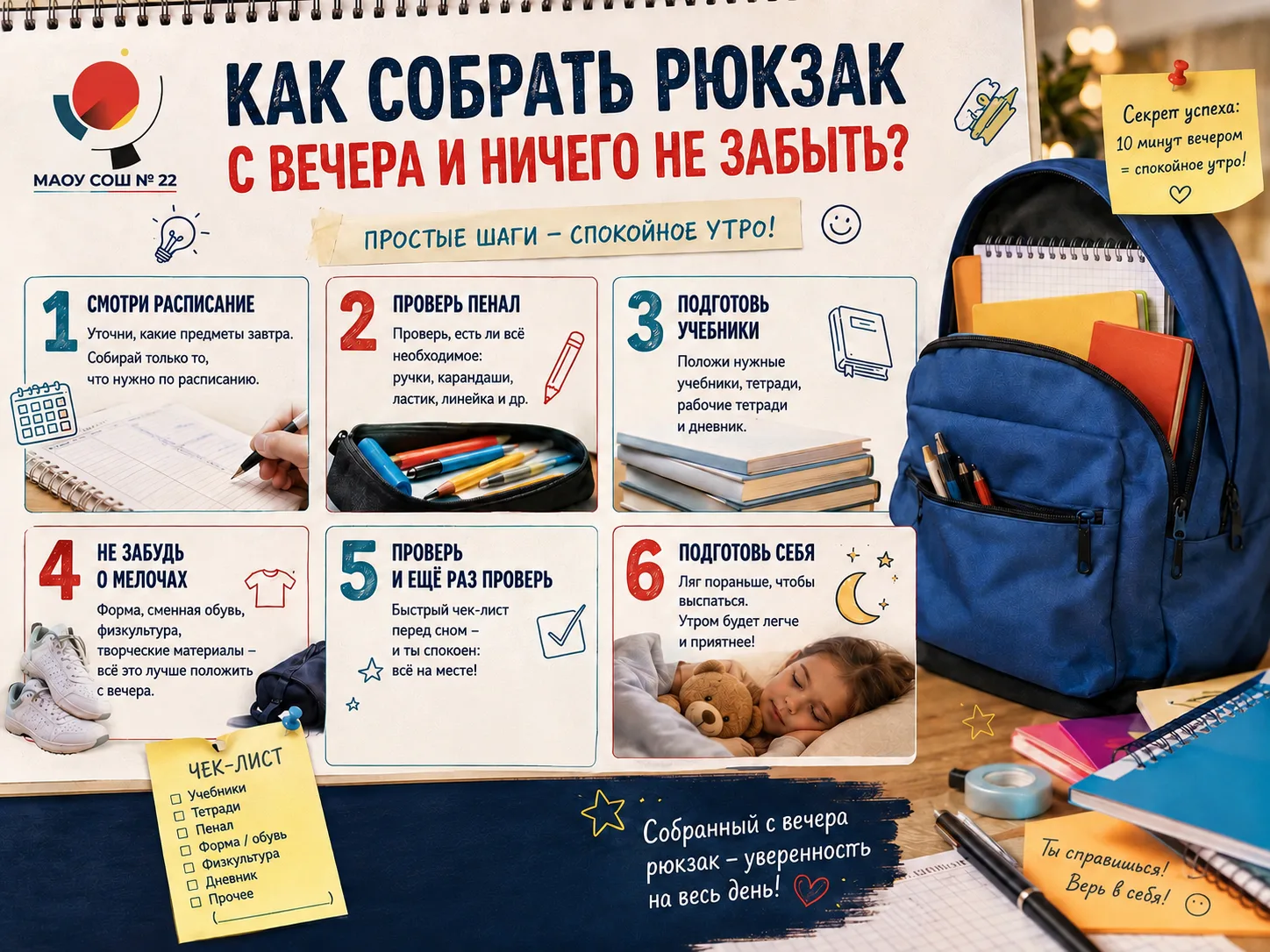 Утро без суеты и забытых тетрадок — это реально! 🎒