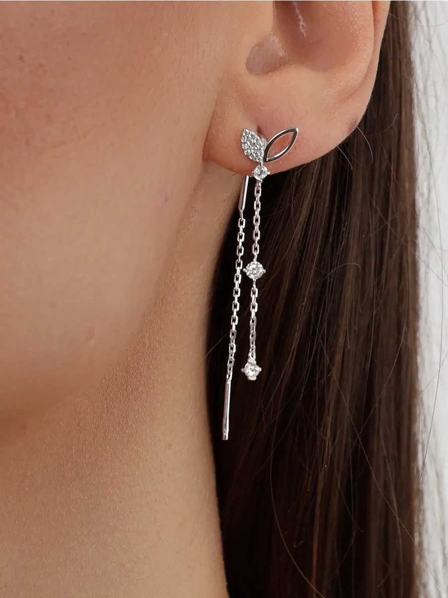 🟩 57,6% Ювелирные серьги Листик | BUTJEWELS