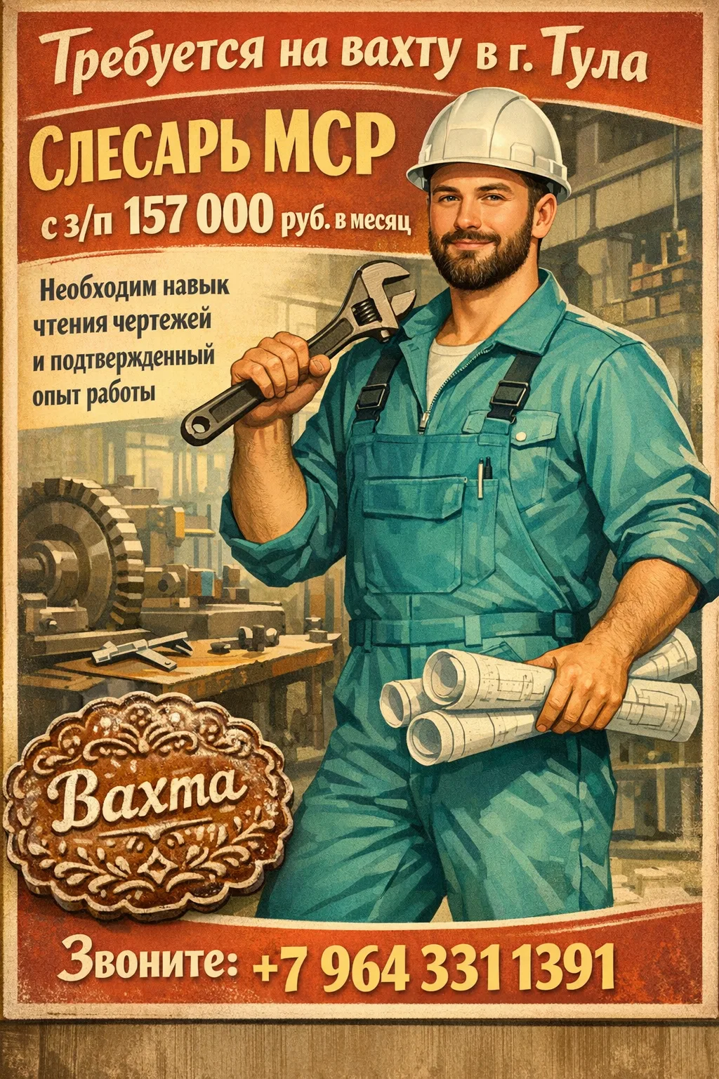 Требуется на вахту в г. Тула СЛЕСАРЬ МСР, вакансия для кандидатов с навыком чтения чертежей!

Наши у