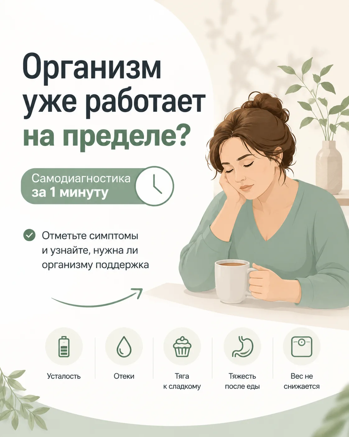 Как снизить нагрузку на организм и вернуть ему силы?

На самом деле лишний вес - это ежедневная рабо