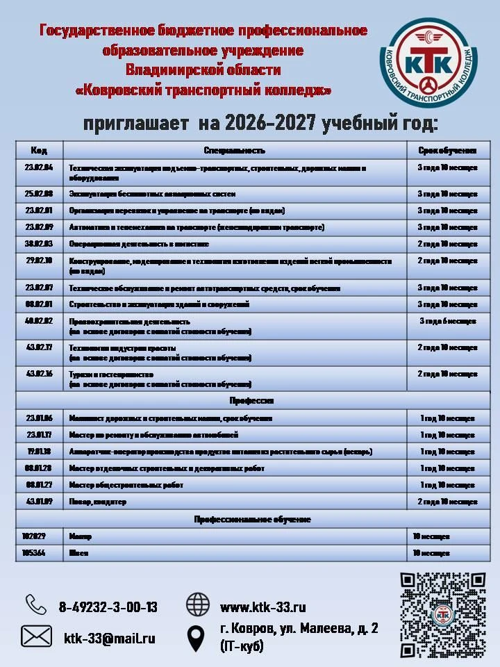 Уважаемые абитуриенты и их законные представители!
⁣С 17 июня 2026 года начала свою работу приёмная 