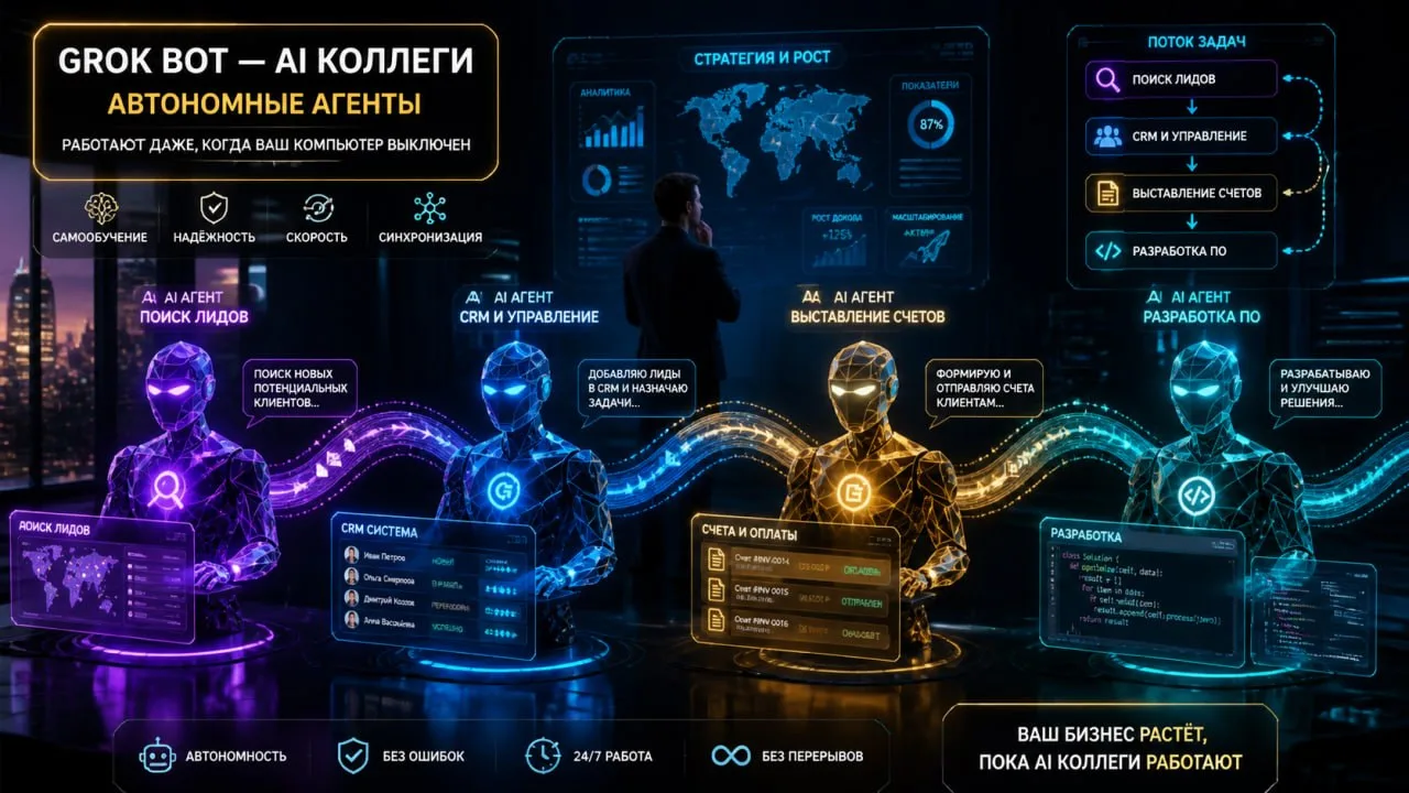 ✅ xAI запустила Grok Bot — ИИ-коллеги, которые работают, пока вы спите