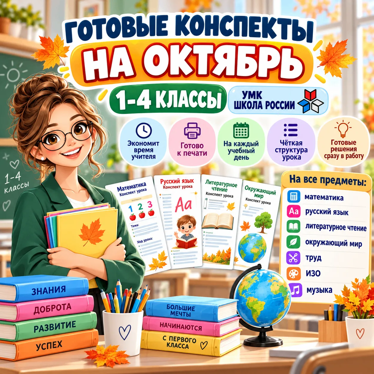 📚 ГОТОВЫЕ КОНСПЕКТЫ НА ОКТЯБРЬ — 1- 4 КЛАССЫ