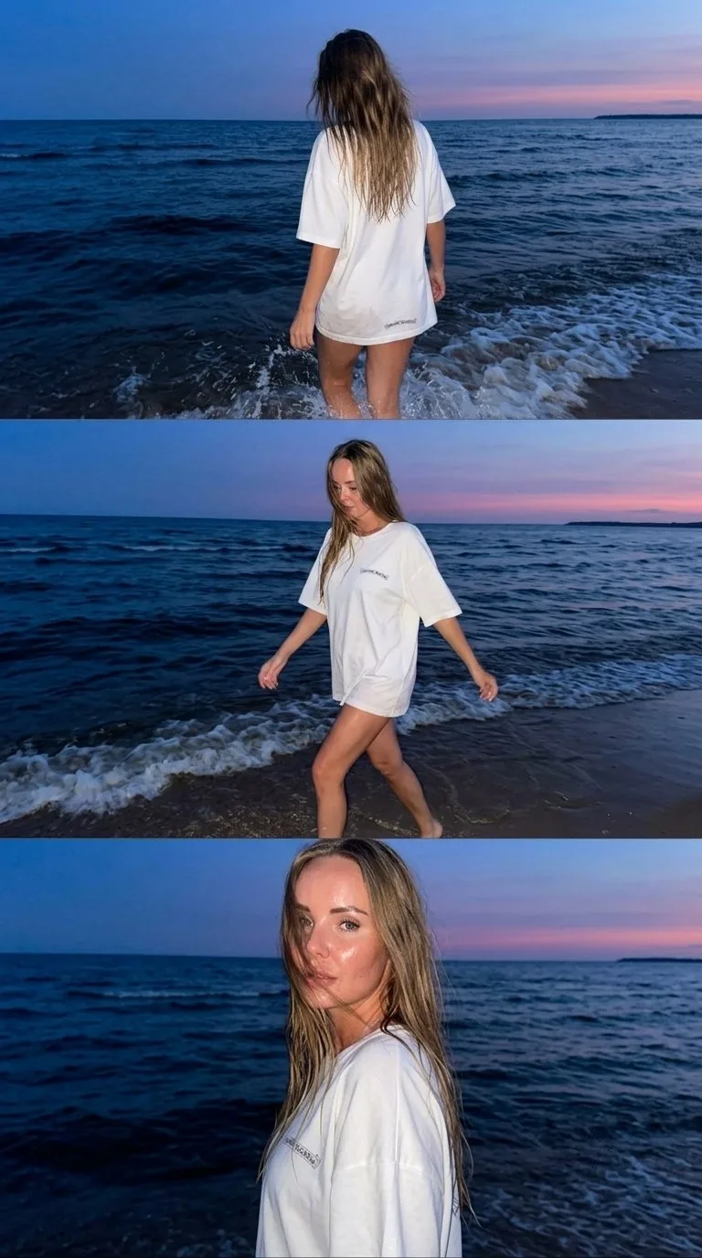 Не меняя внешности девушки с фото, создай дорогой lifestyle момент, но снят случайно, как сторис без