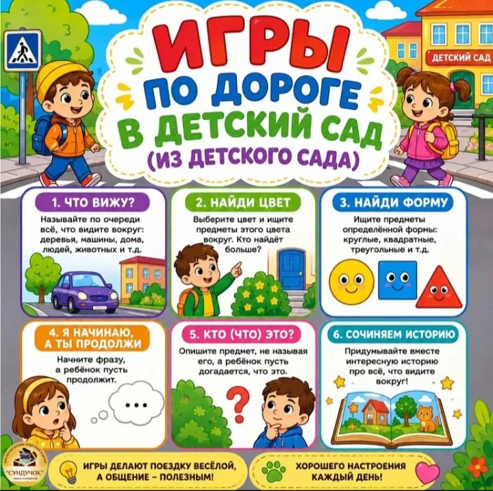 Уважаемые родители! Превратите дорогу в детский сад в развивающую, интересную, познават...