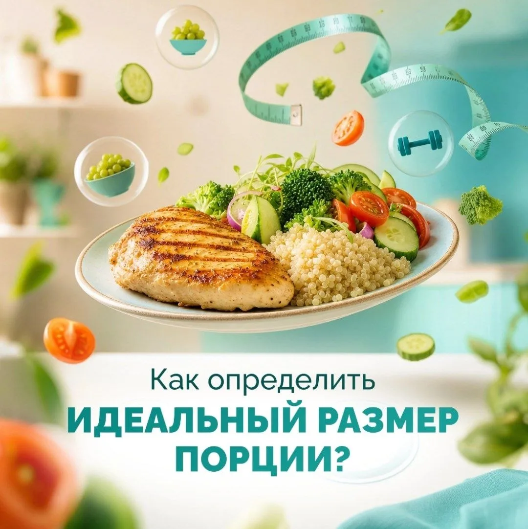 Как определить свой идеальный размер порции?😳 
 
✅Правило «ладони» 
Измерения производятся ладонью 
