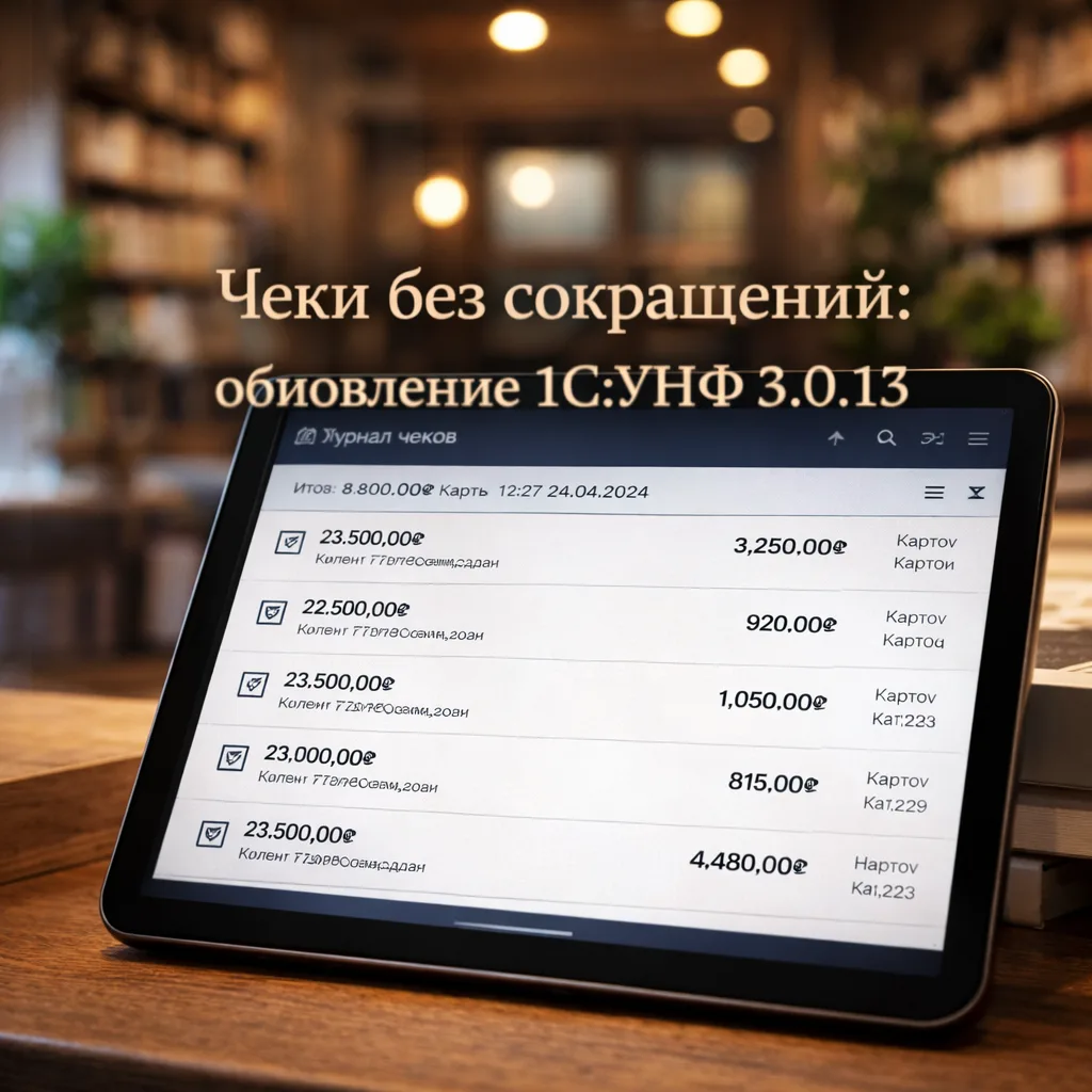 Обновление 1С:УНФ 3.0.13 — журнал чеков ККМ: что изменилось