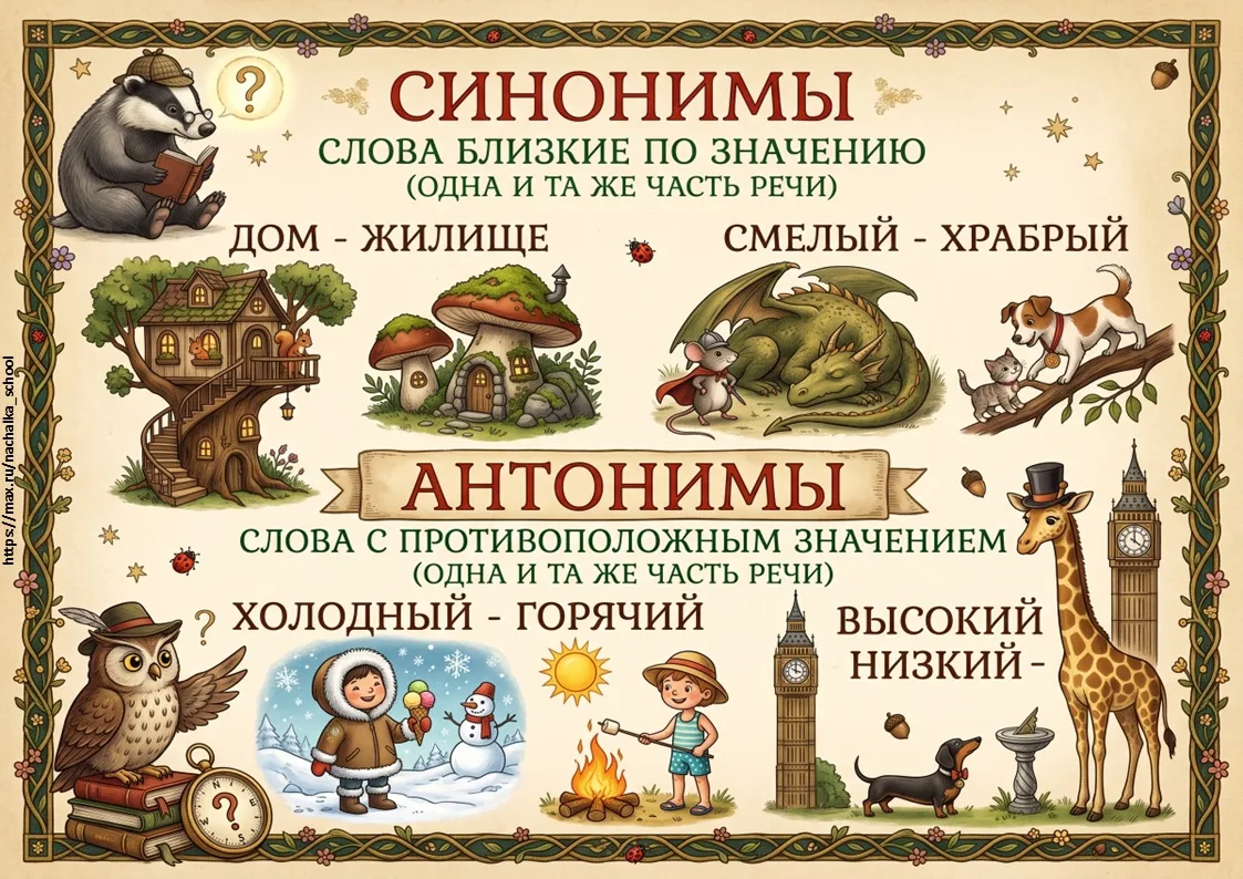Визуальные опоры: Синонимы и Антонимы.