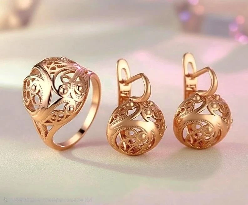 Изящный комплект без камней - 2199р  с 17 по 21

Цвет 585 пр 

От воды украшения не окисляются !



