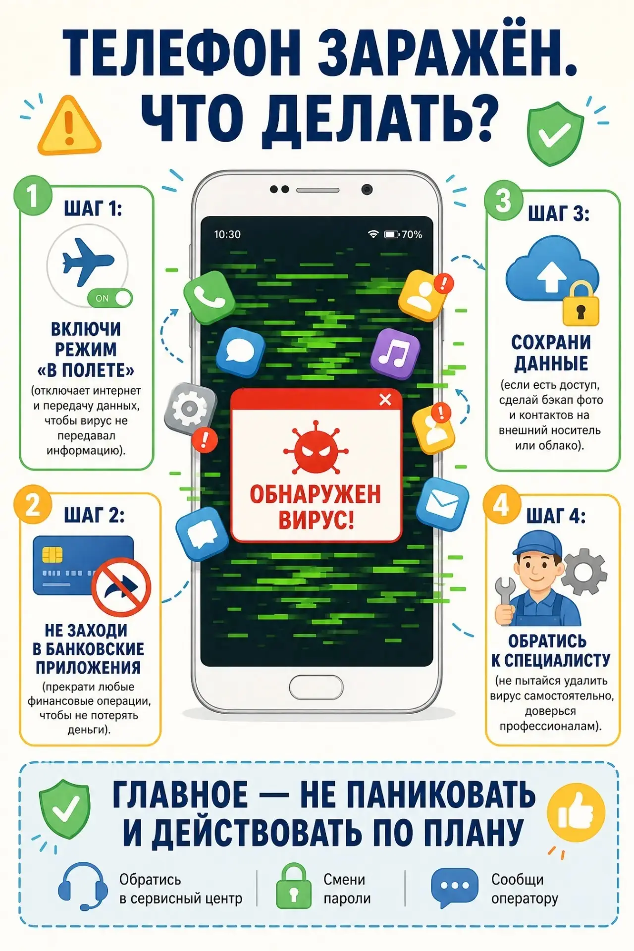 📱 Если ваш смартфон тормозит и нагревается, возможно, он заражён вирусом. С помощью та...
