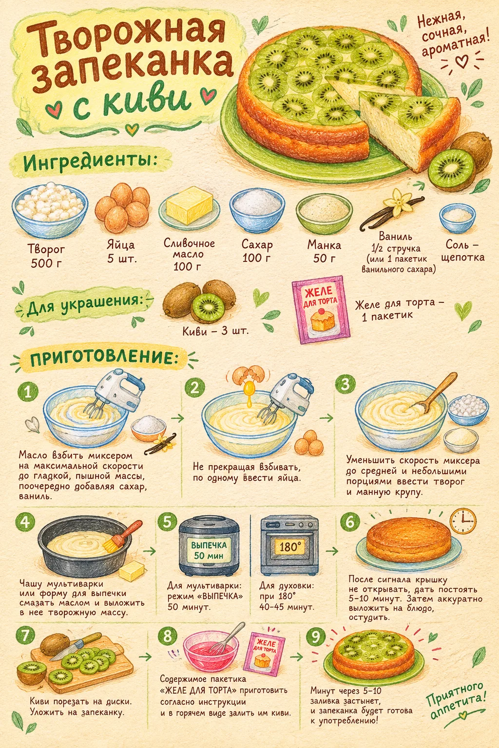 👨‍🍳 ТВОРОЖНАЯ ЗАПЕКАНКА С КИВИ